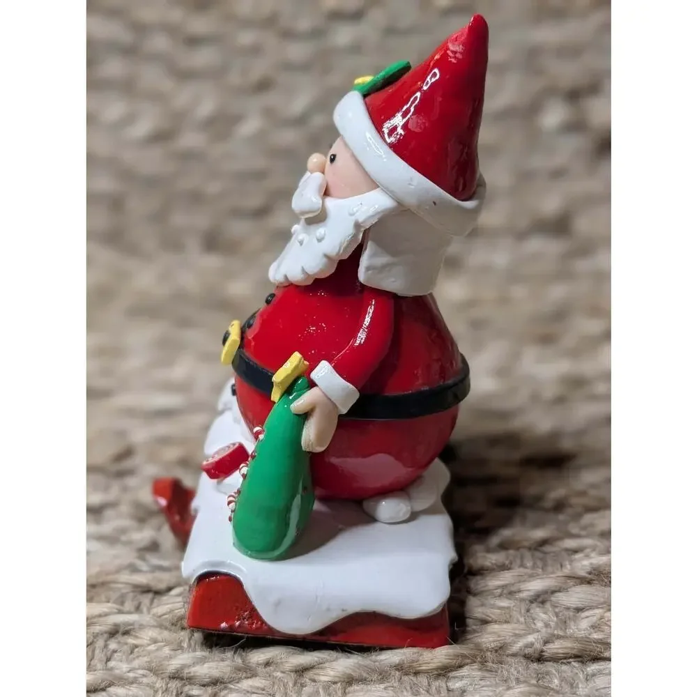 Vintage Christmas Shoppe Santa Stocking Holder Clay Dough Style Cast Iron Base
